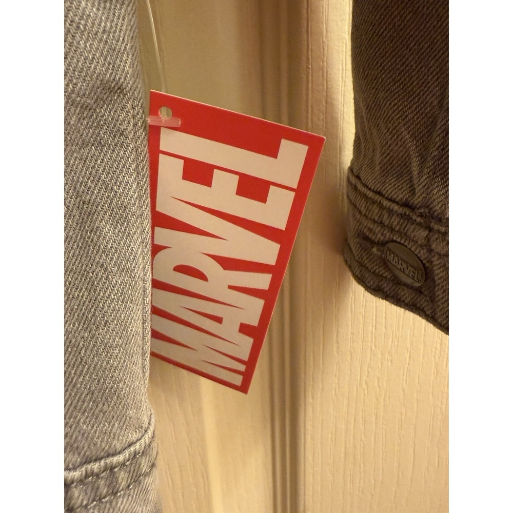 Marvel Spider Man Jean Jacket Gray Denim Coat Logo Print Kids Boys Size 4T NWT - Picture 4 of 5